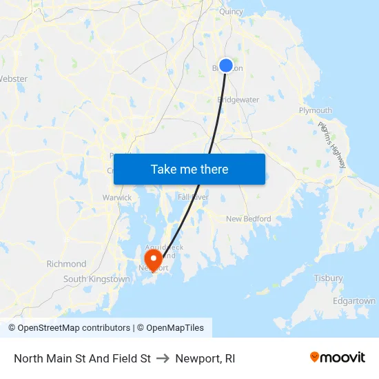 North Main St And Field St to Newport, RI map