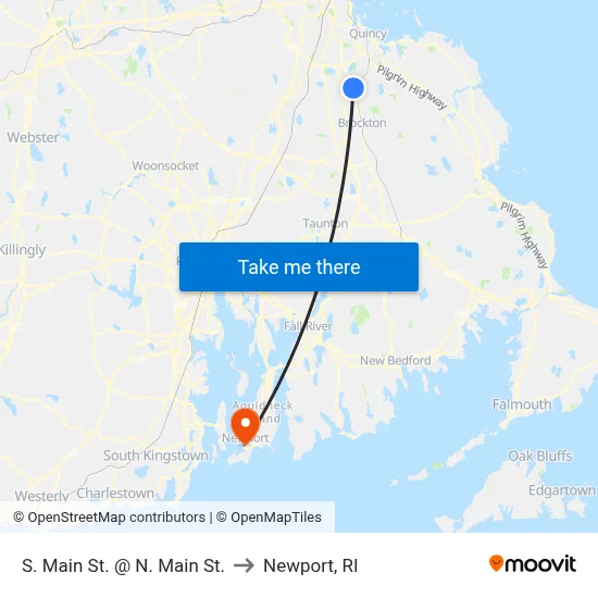 S. Main St. @ N. Main St. to Newport, RI map