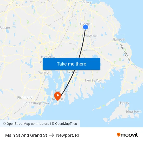 Main St And Grand St to Newport, RI map