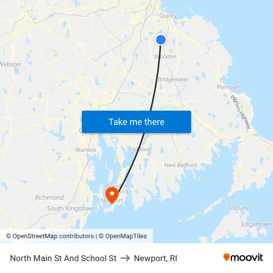 North Main St And School St to Newport, RI map