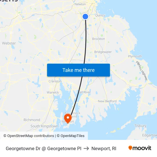 Georgetowne Dr @ Georgetowne Pl to Newport, RI map