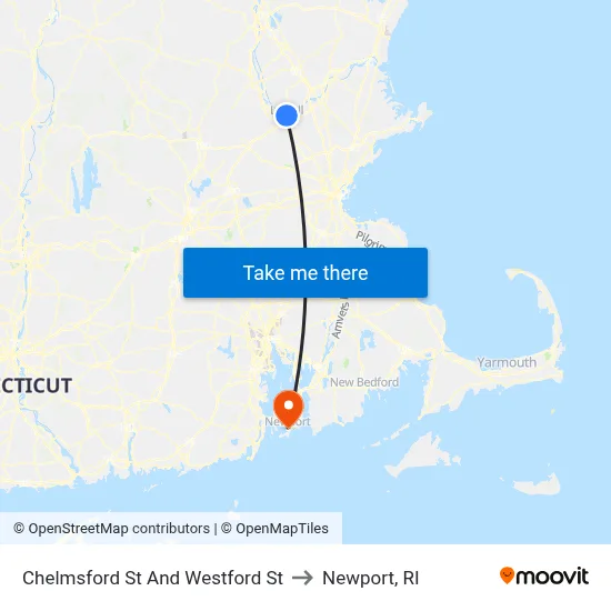 Chelmsford St And Westford St to Newport, RI map