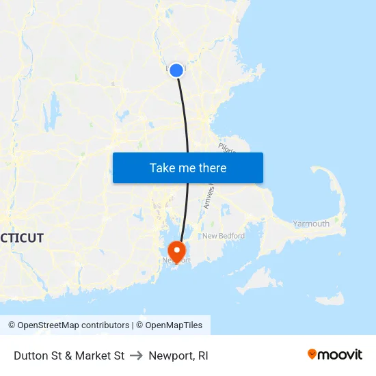 Dutton St & Market St to Newport, RI map