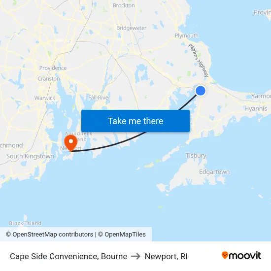 Cape Side Convenience, Bourne to Newport, RI map