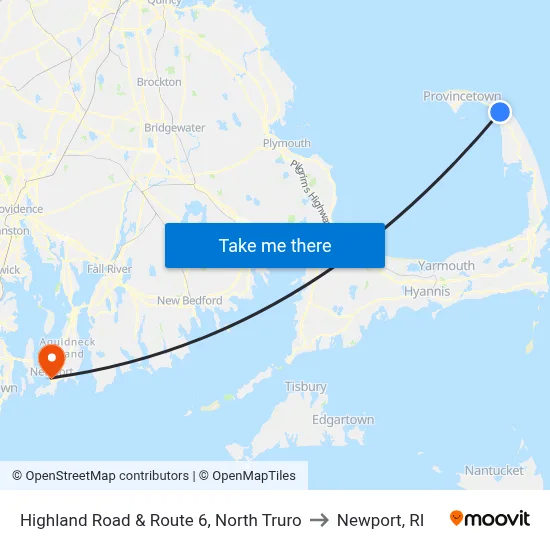Highland Road & Route 6, North Truro to Newport, RI map