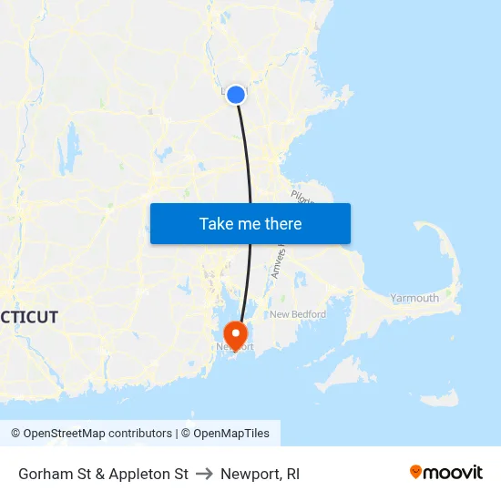 Gorham St & Appleton St to Newport, RI map