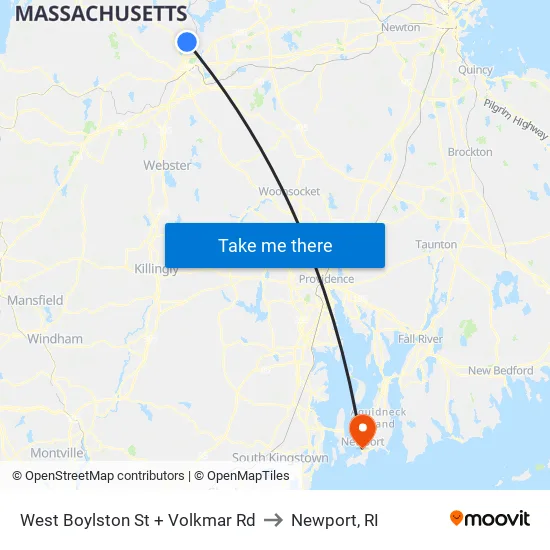 West Boylston St + Volkmar Rd to Newport, RI map