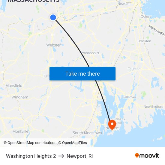 Washington Heights 2 to Newport, RI map