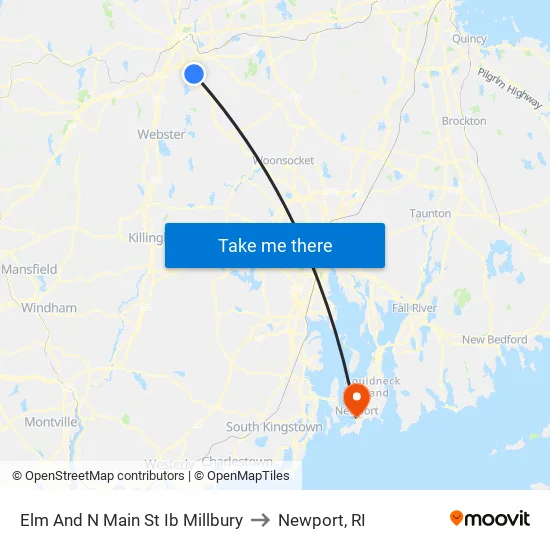 Elm And N Main St Ib Millbury to Newport, RI map