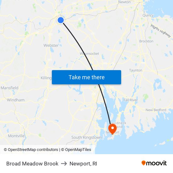 Broad Meadow Brook to Newport, RI map