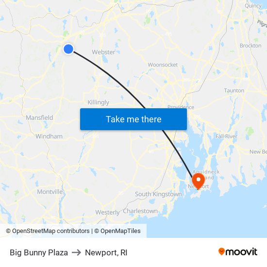 Big Bunny Plaza to Newport, RI map