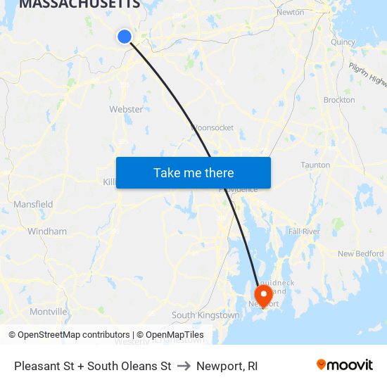 Pleasant St + South Oleans St to Newport, RI map