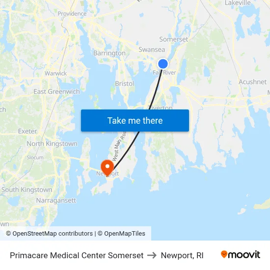 Primacare Medical Center Somerset to Newport, RI map