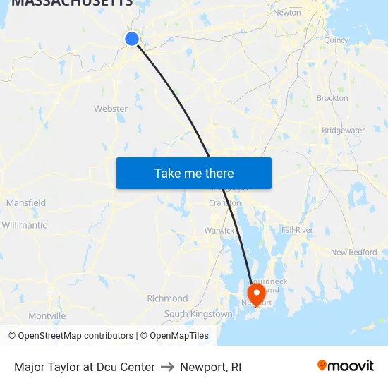 Major Taylor at Dcu Center to Newport, RI map