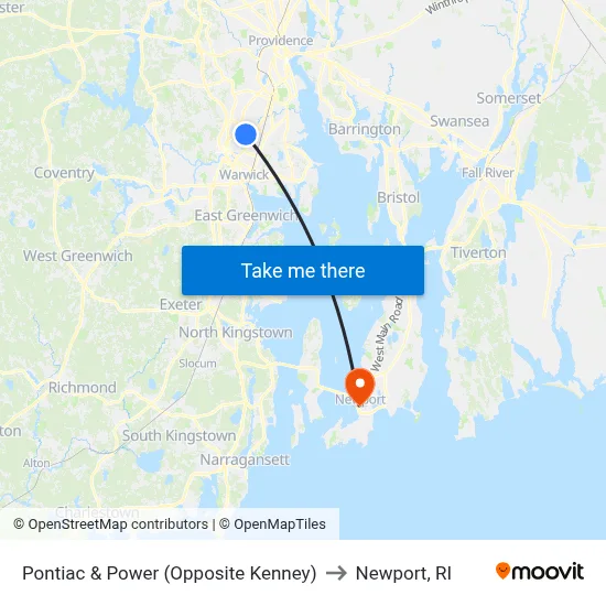 Pontiac & Power (Opposite Kenney) to Newport, RI map