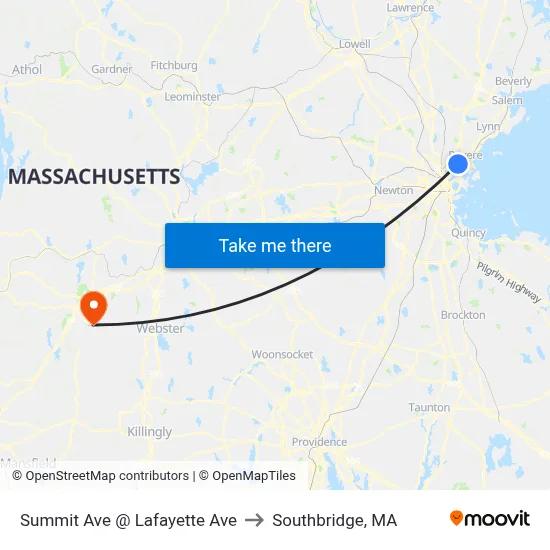 Summit Ave @ Lafayette Ave to Southbridge, MA map