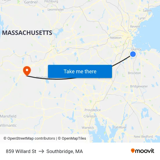 859 Willard St to Southbridge, MA map