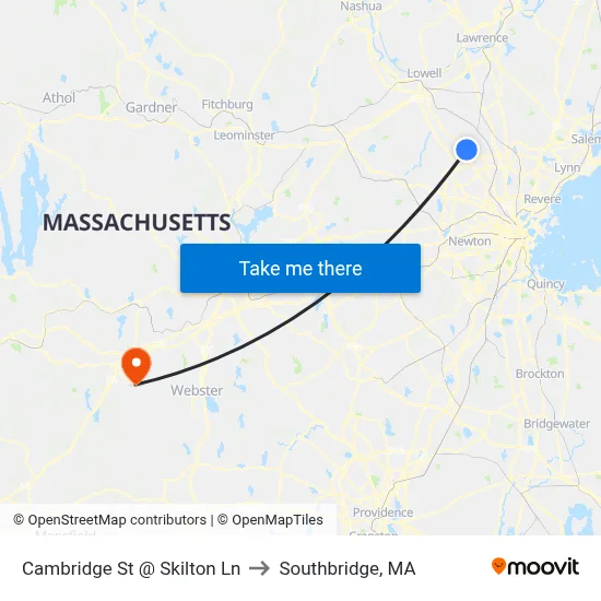 Cambridge St @ Skilton Ln to Southbridge, MA map