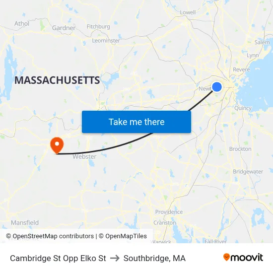 Cambridge St Opp Elko St to Southbridge, MA map