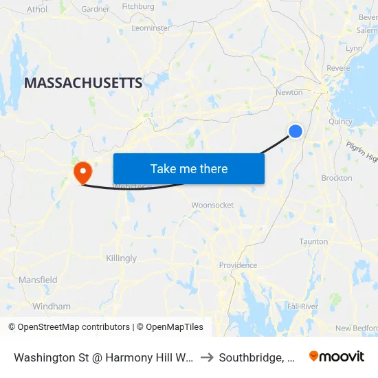 Washington St @ Harmony Hill Way to Southbridge, MA map