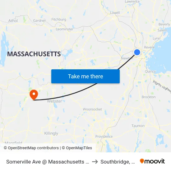 Somerville Ave @ Massachusetts Ave to Southbridge, MA map