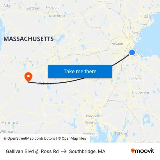Gallivan Blvd @ Ross Rd to Southbridge, MA map