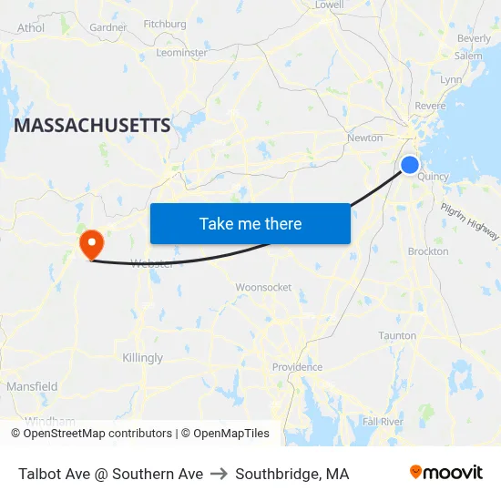 Talbot Ave @ Southern Ave to Southbridge, MA map