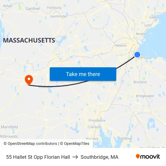 55 Hallet St Opp Florian Hall to Southbridge, MA map