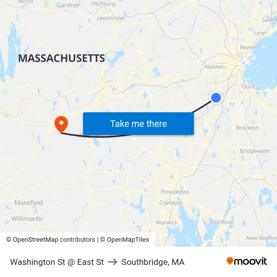 Washington St @ East St to Southbridge, MA map
