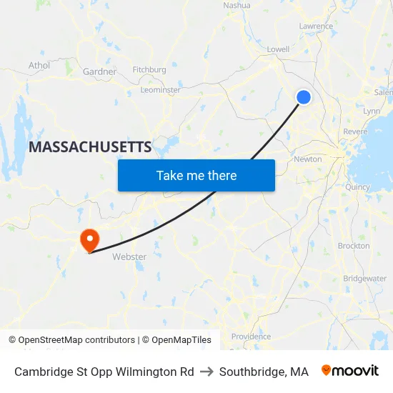 Cambridge St Opp Wilmington Rd to Southbridge, MA map