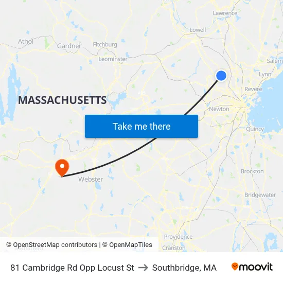 81 Cambridge Rd Opp Locust St to Southbridge, MA map