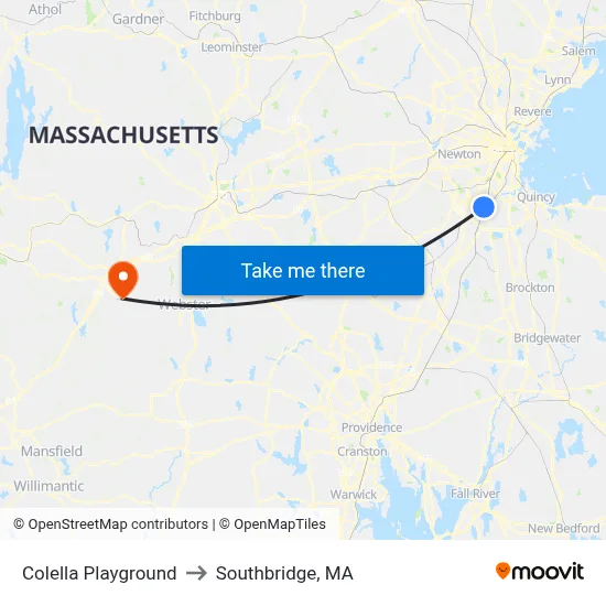 Colella Playground to Southbridge, MA map