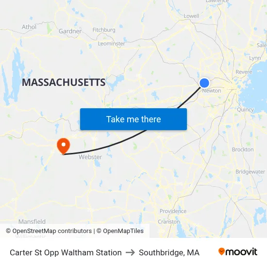 Carter St Opp Waltham Station to Southbridge, MA map