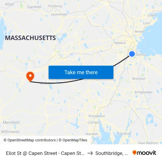 Eliot St @ Capen Street - Capen St Sta to Southbridge, MA map