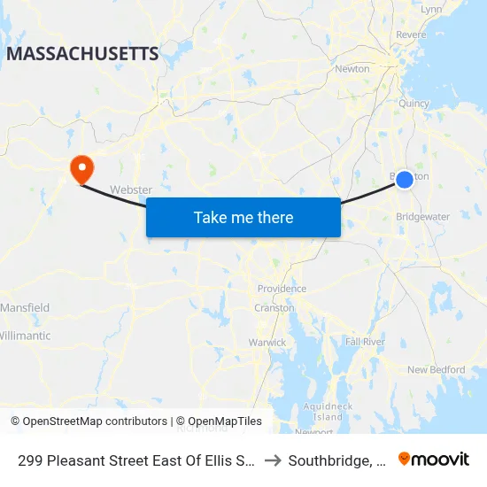 299 Pleasant Street East Of Ellis Street to Southbridge, MA map