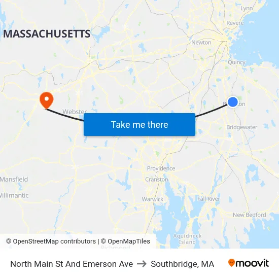 North Main St And Emerson Ave to Southbridge, MA map