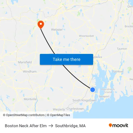 Boston Neck After Elm to Southbridge, MA map