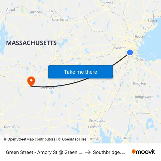 Green Street - Amory St @ Green St to Southbridge, MA map