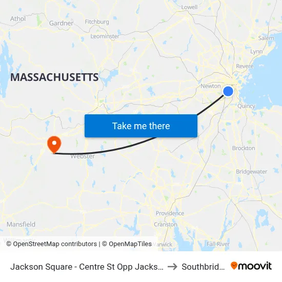 Jackson Square - Centre St Opp Jackson Square Busway to Southbridge, MA map