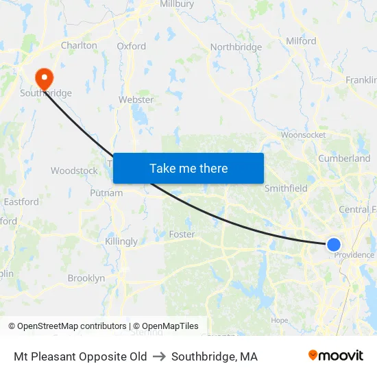 Mt Pleasant Opposite Old to Southbridge, MA map