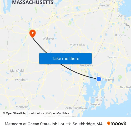 Metacom at Ocean State Job Lot to Southbridge, MA map