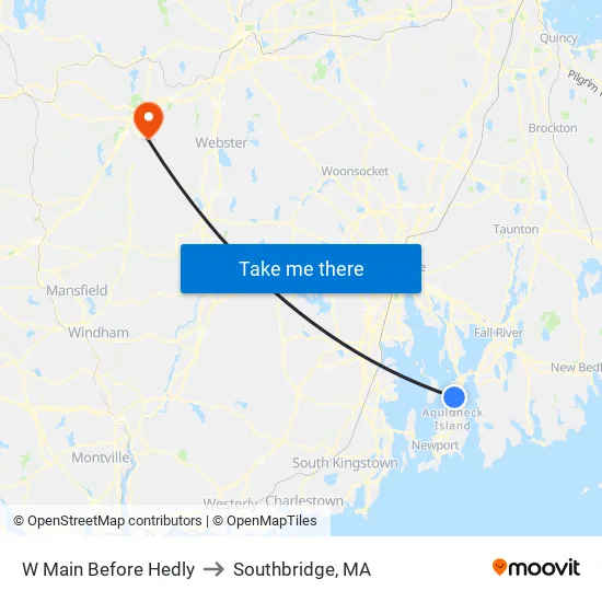 W Main Before Hedly to Southbridge, MA map