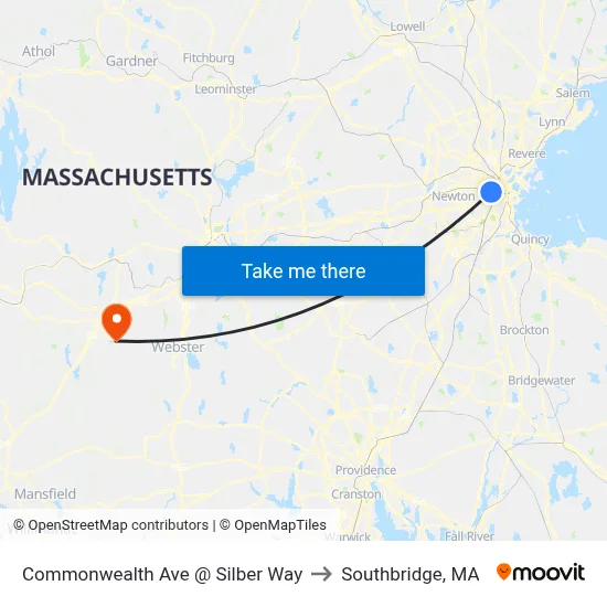 Commonwealth Ave @ Silber Way to Southbridge, MA map