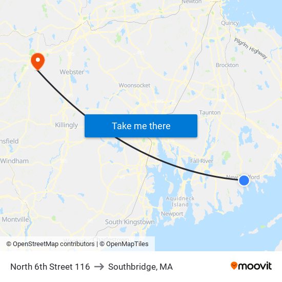 North 6th Street 116 to Southbridge, MA map