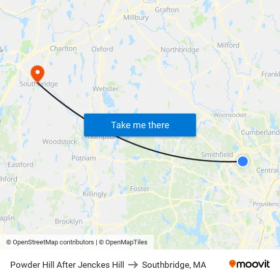 Powder Hill After Jenckes Hill to Southbridge, MA map