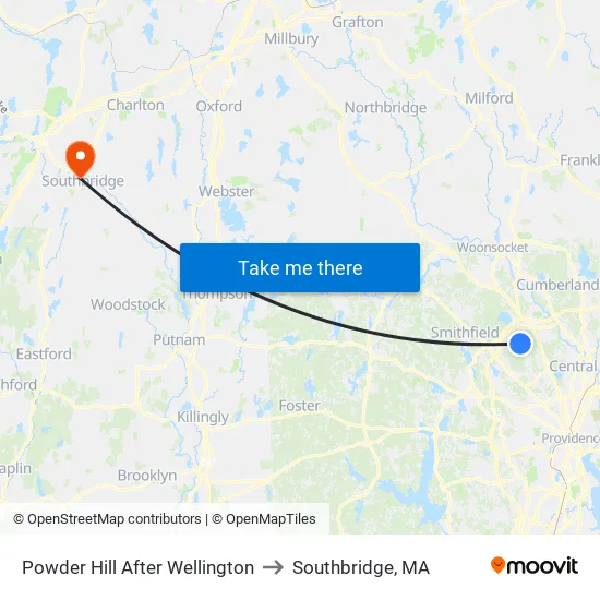 Powder Hill After Wellington to Southbridge, MA map