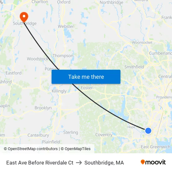 East Ave Before Riverdale Ct to Southbridge, MA map