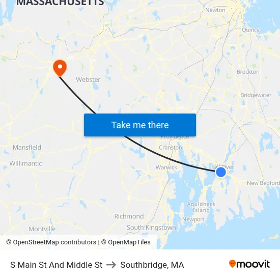 S Main St And Middle St to Southbridge, MA map
