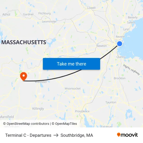 Terminal C - Departures to Southbridge, MA map