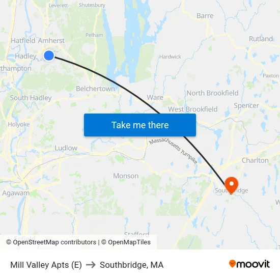 Mill Valley Apts (E) to Southbridge, MA map